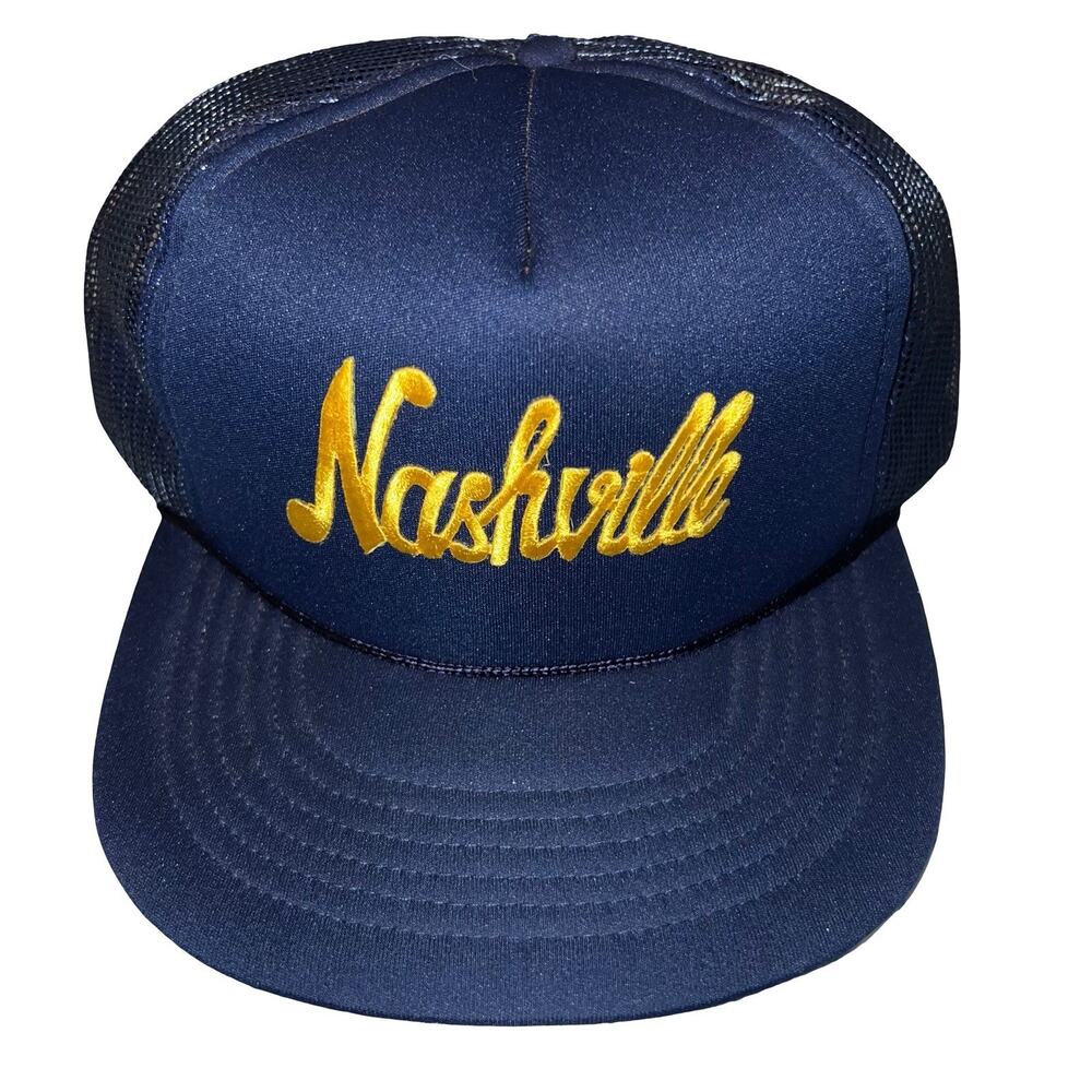 Vintage 80s Nashville Tennessee Snapback Embroidered Mesh Trucker Hat Cap